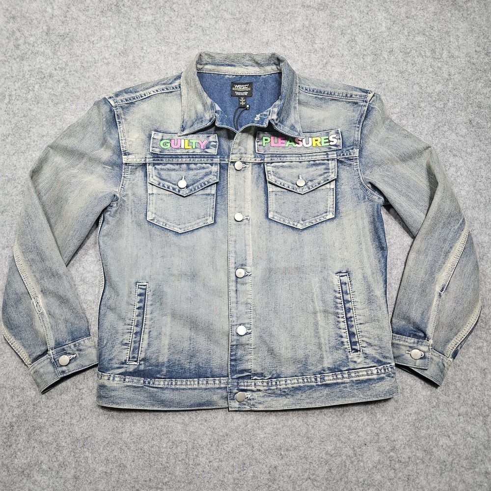 WESC TRUCKER GUILTY PLEASURES THRILLS UNISEX DENIM JACKET Men's S /‎ Women's M